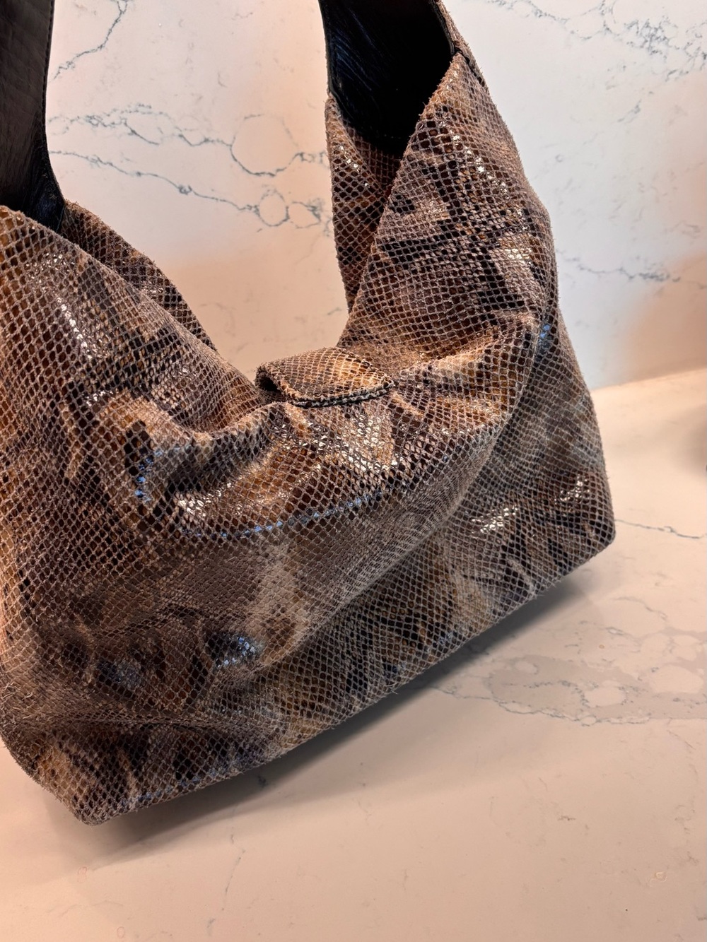 Dooney & Bourke Brown Snakeskin-Effect Shoulder Bag with gold Hardware - Picture 2 of 10